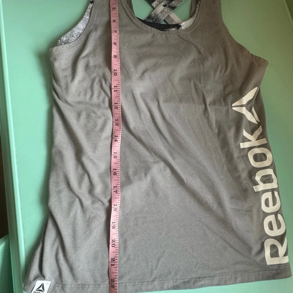Reebok Gray and White Athletic Tank Top. Built in Bra‎